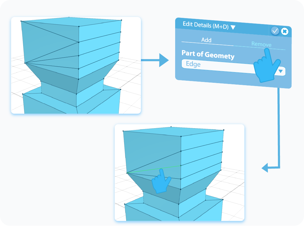 Choosing the mode of operation for the Edit Details tool